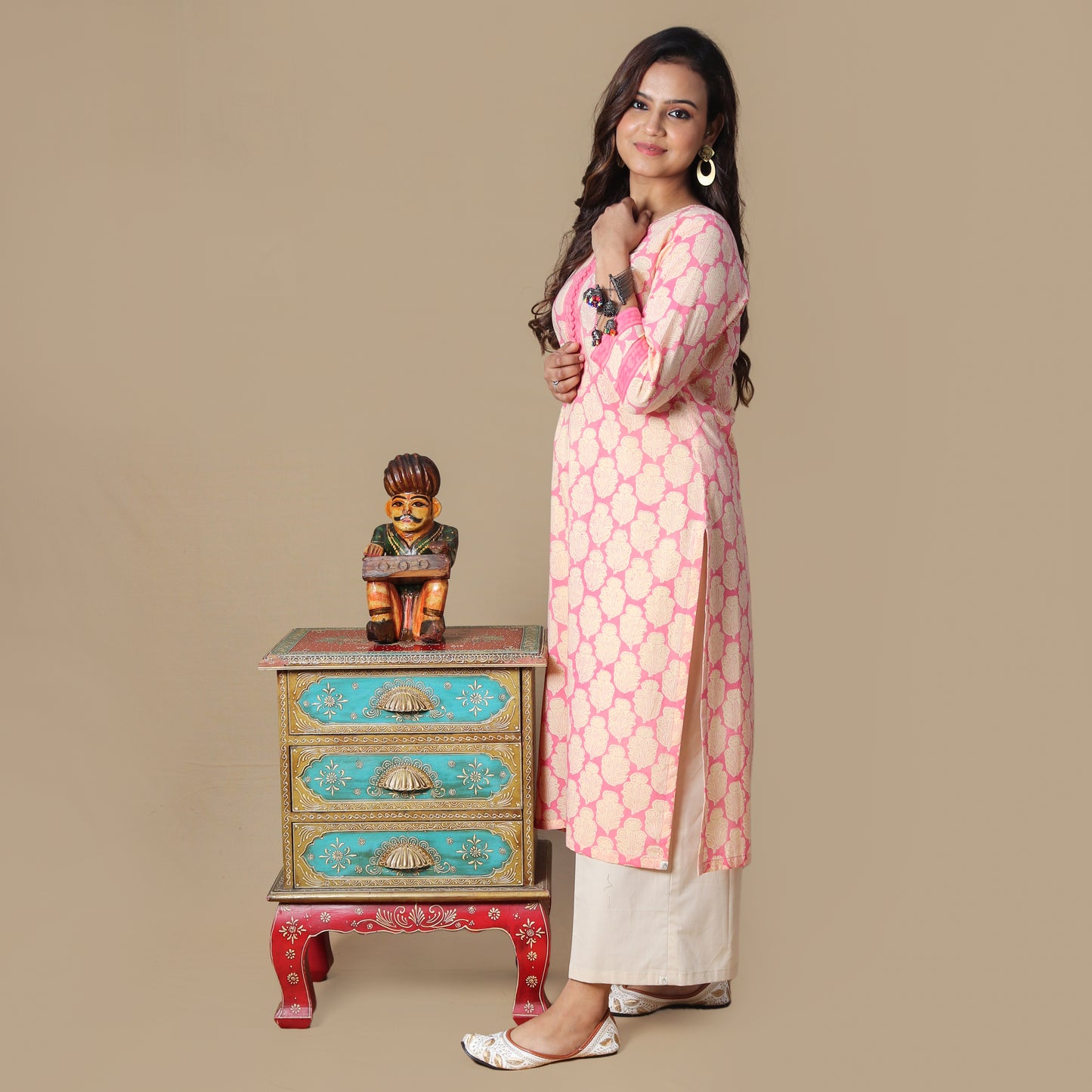 Blush Dabu Hand Block Kurta