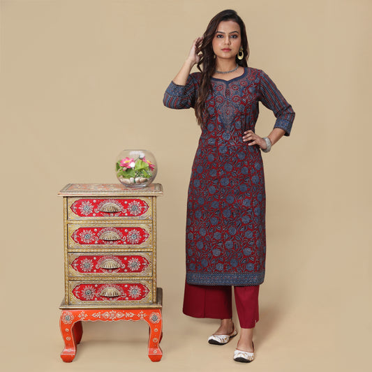 Hues of Sky Ajrakh Hand Block Kurta