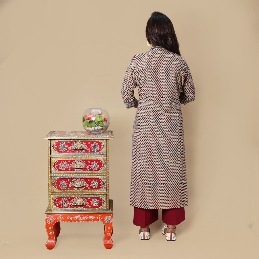 Tulip Ajrakh Hand Block Kurta
