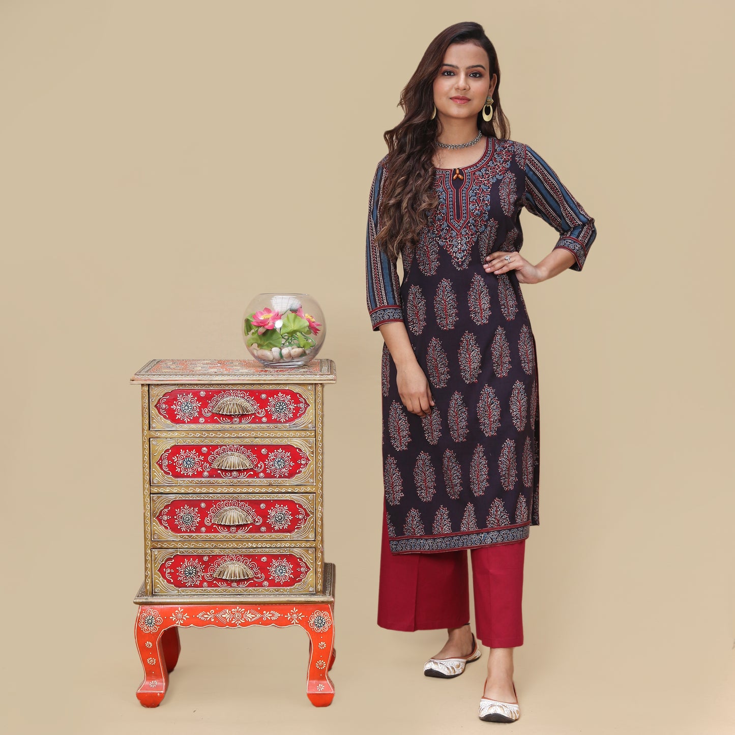 Monsoon Clouds Ajrakh Hand Block Kurta