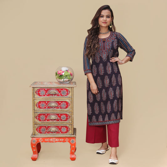 Monsoon Clouds Ajrakh Hand Block Kurta