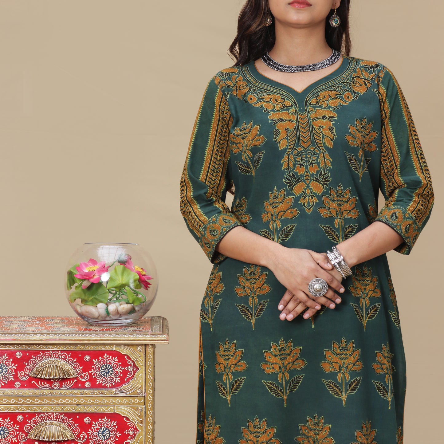 Verdant Ajrakh Hand Block Kurta