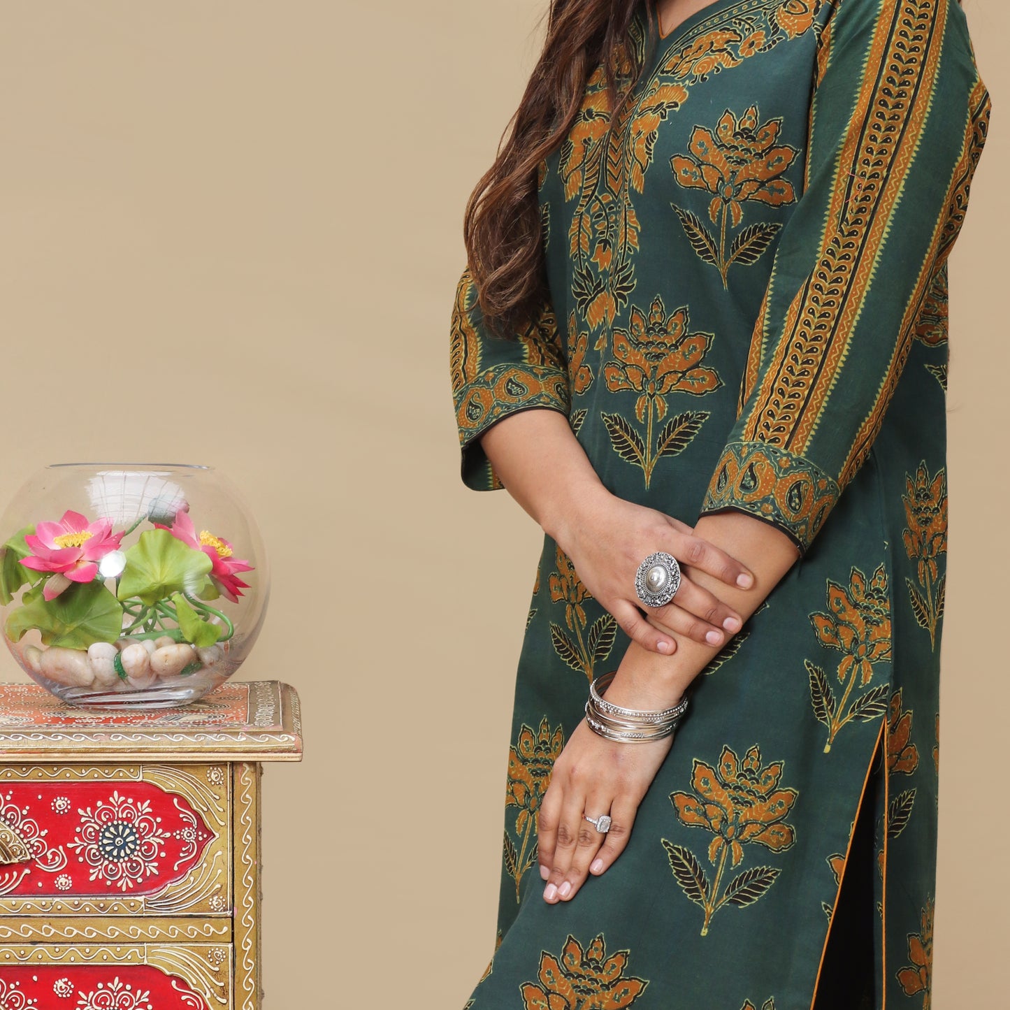 Verdant Ajrakh Hand Block Kurta