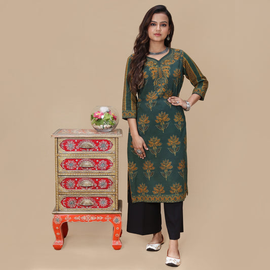 Verdant Ajrakh Hand Block Kurta