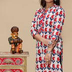 Crimson Paisley Dabu Kurta