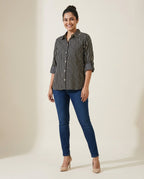 Pure cotton Striped Shirt - Black