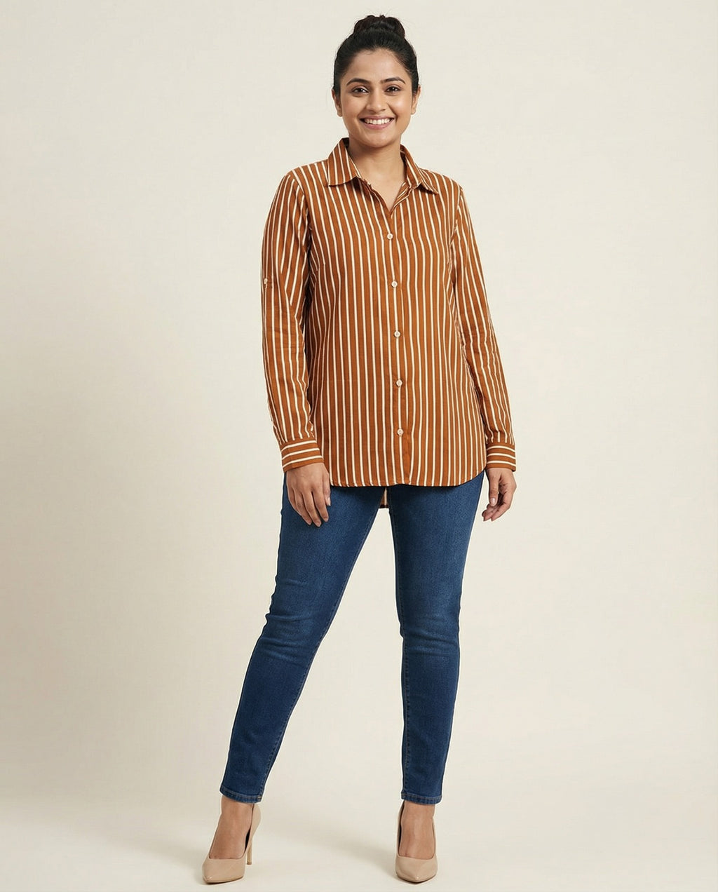 Pure cotton Striped Shirt - Mustard