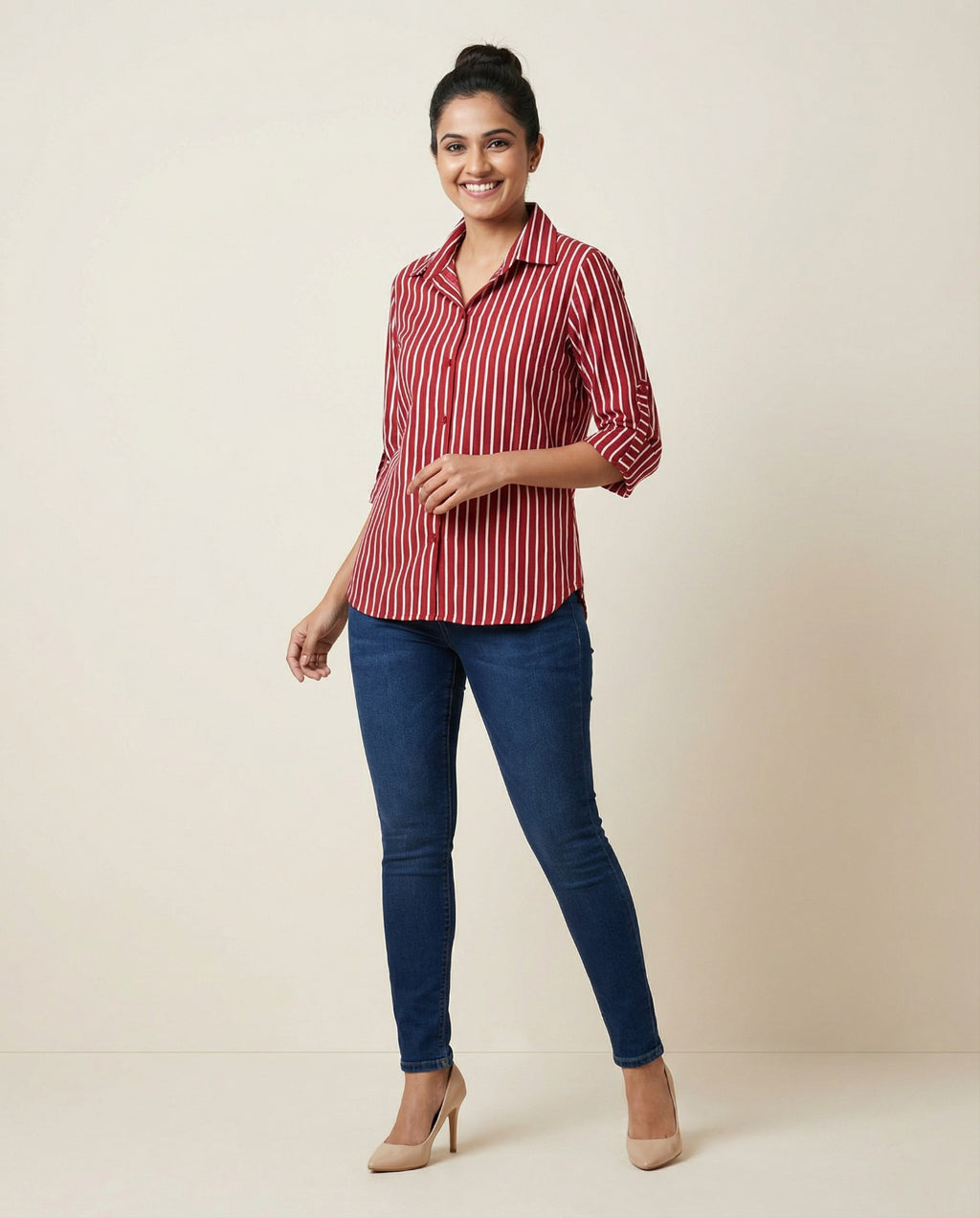 Pure cotton Striped Shirt - Red