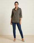 Pure cotton Striped Shirt - Dark Green
