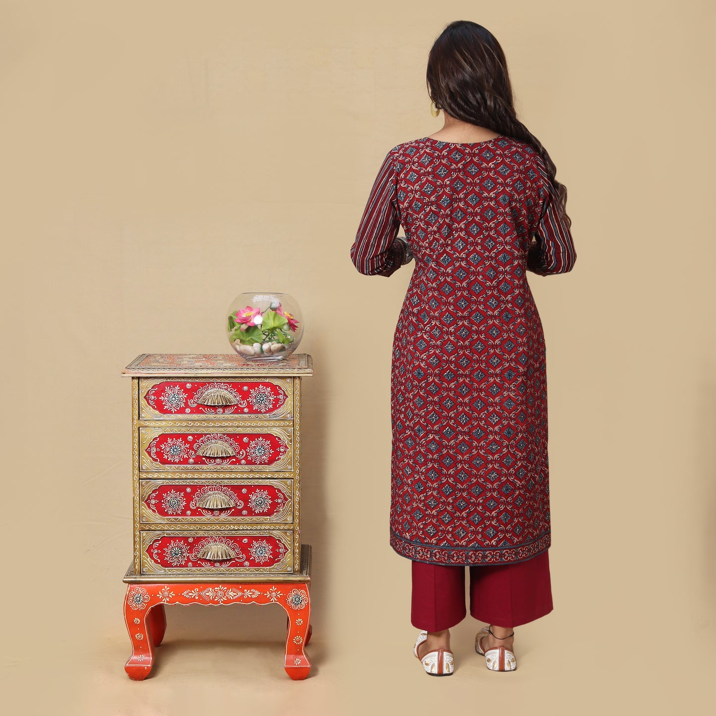 Scarlet Ajrakh Hand Block Kurta