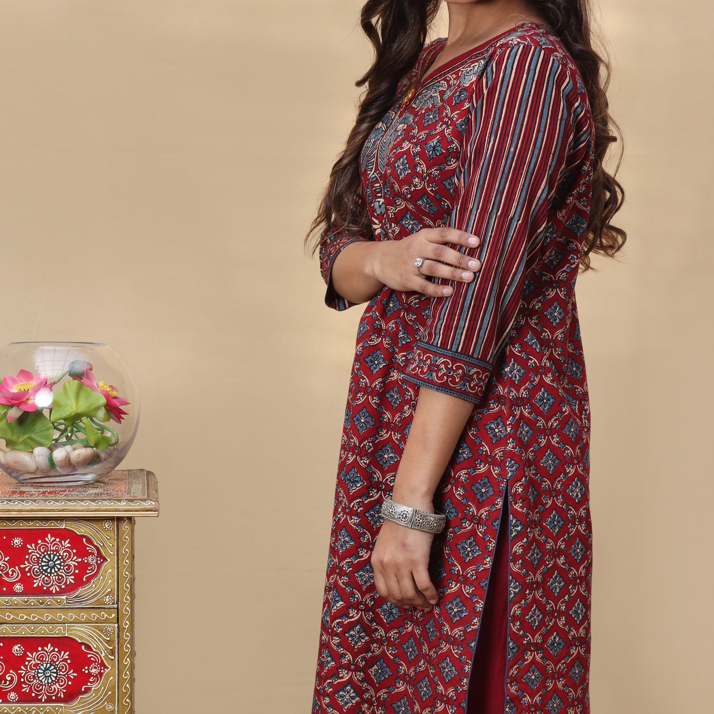 Scarlet Ajrakh Hand Block Kurta