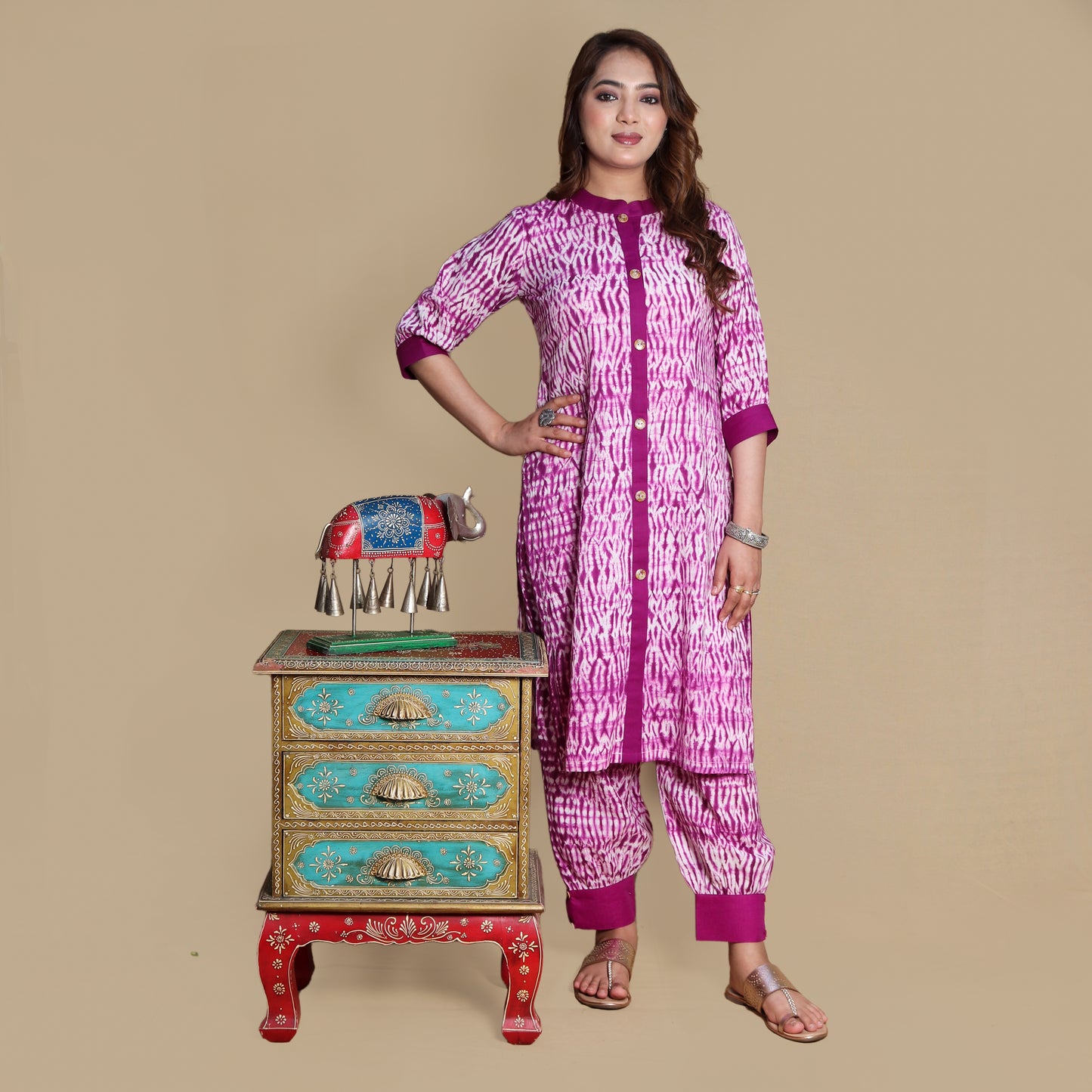 Sangria Shibori Kurta Pant Set