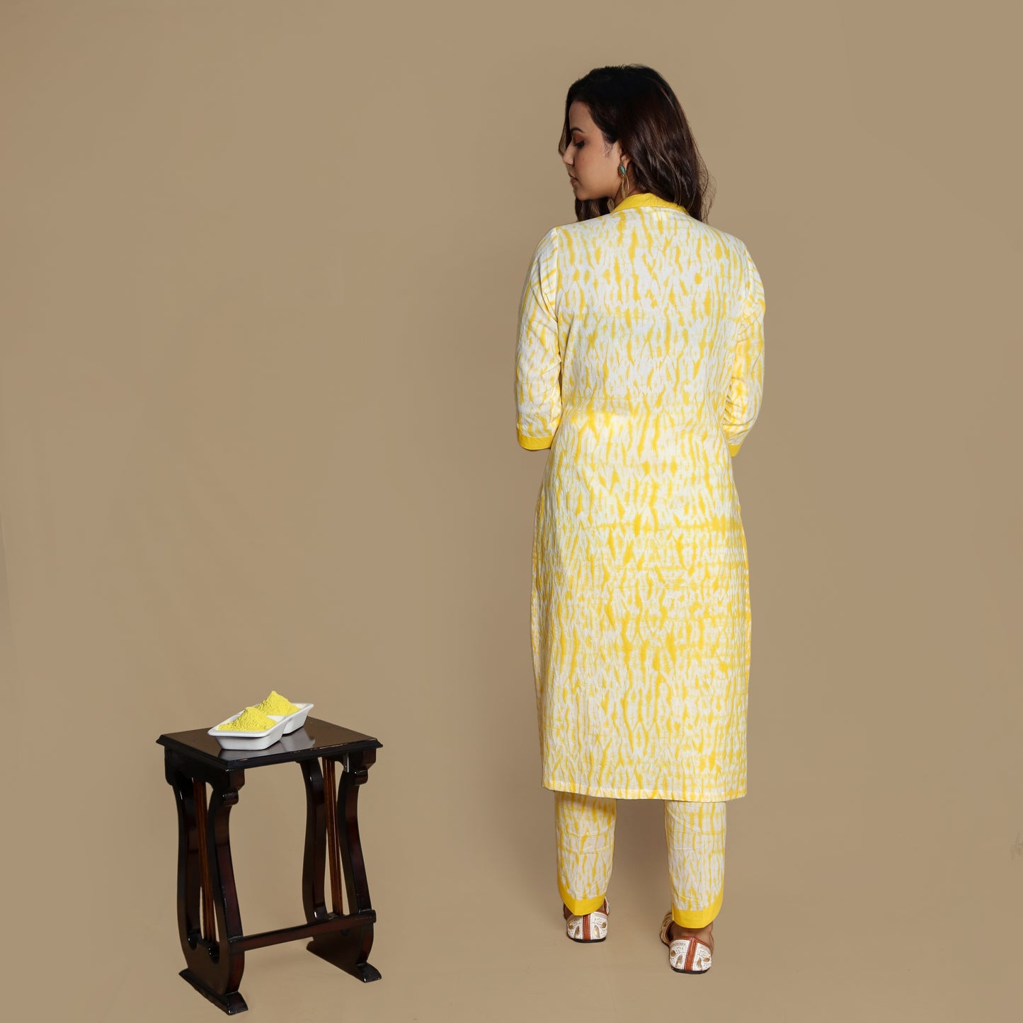 Lemon Shibori Kurta Pant Set