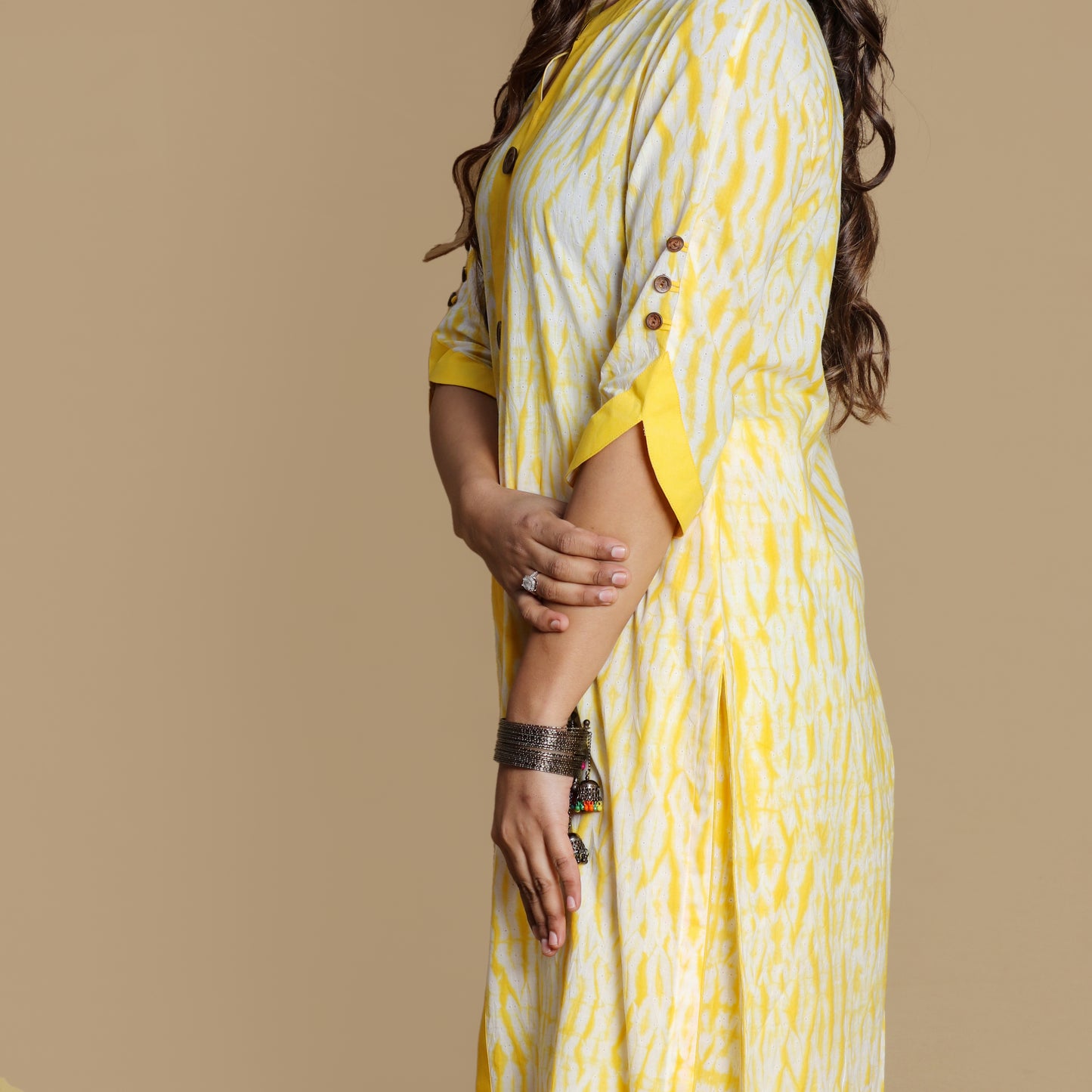 Lemon Shibori Kurta Pant Set