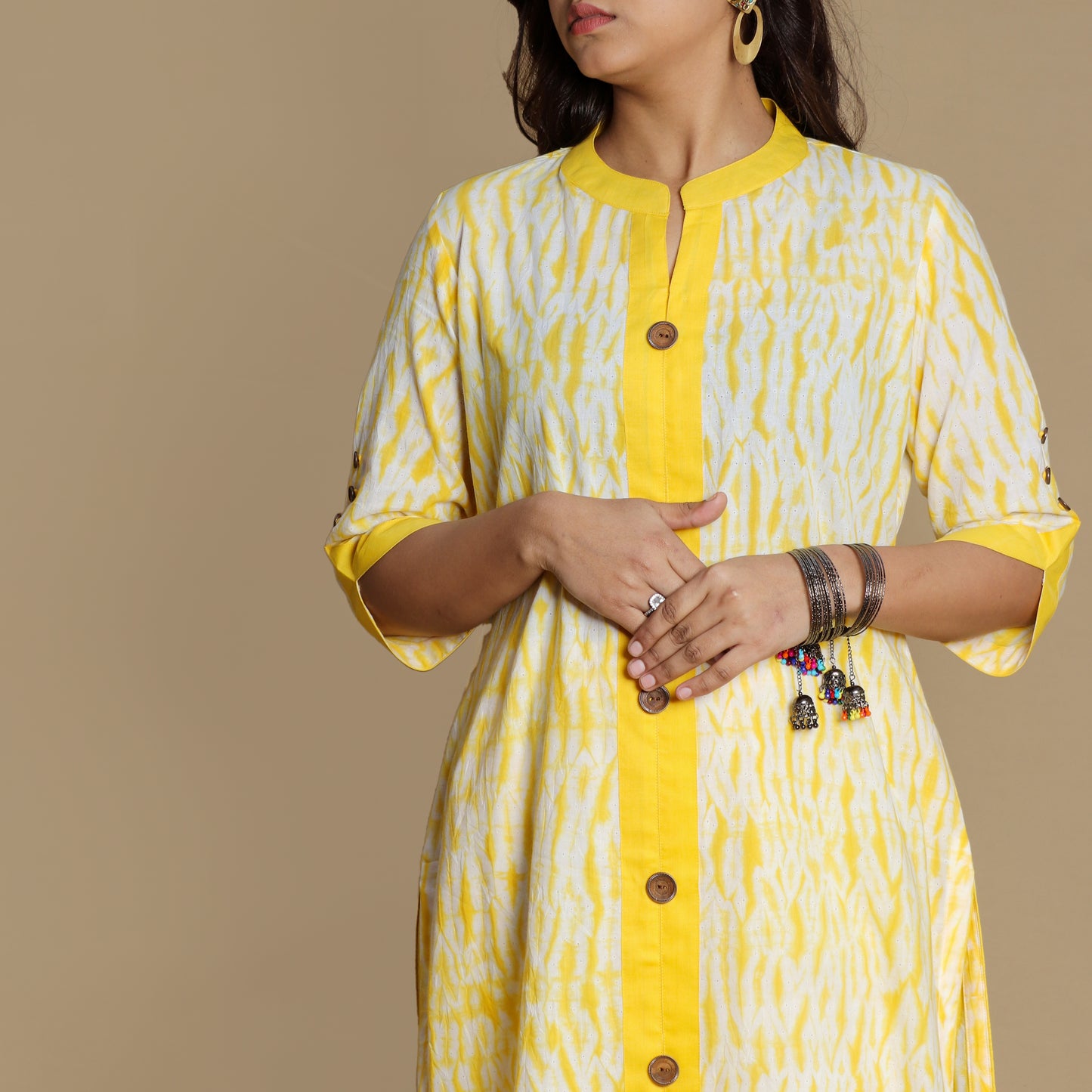 Lemon Shibori Kurta Pant Set