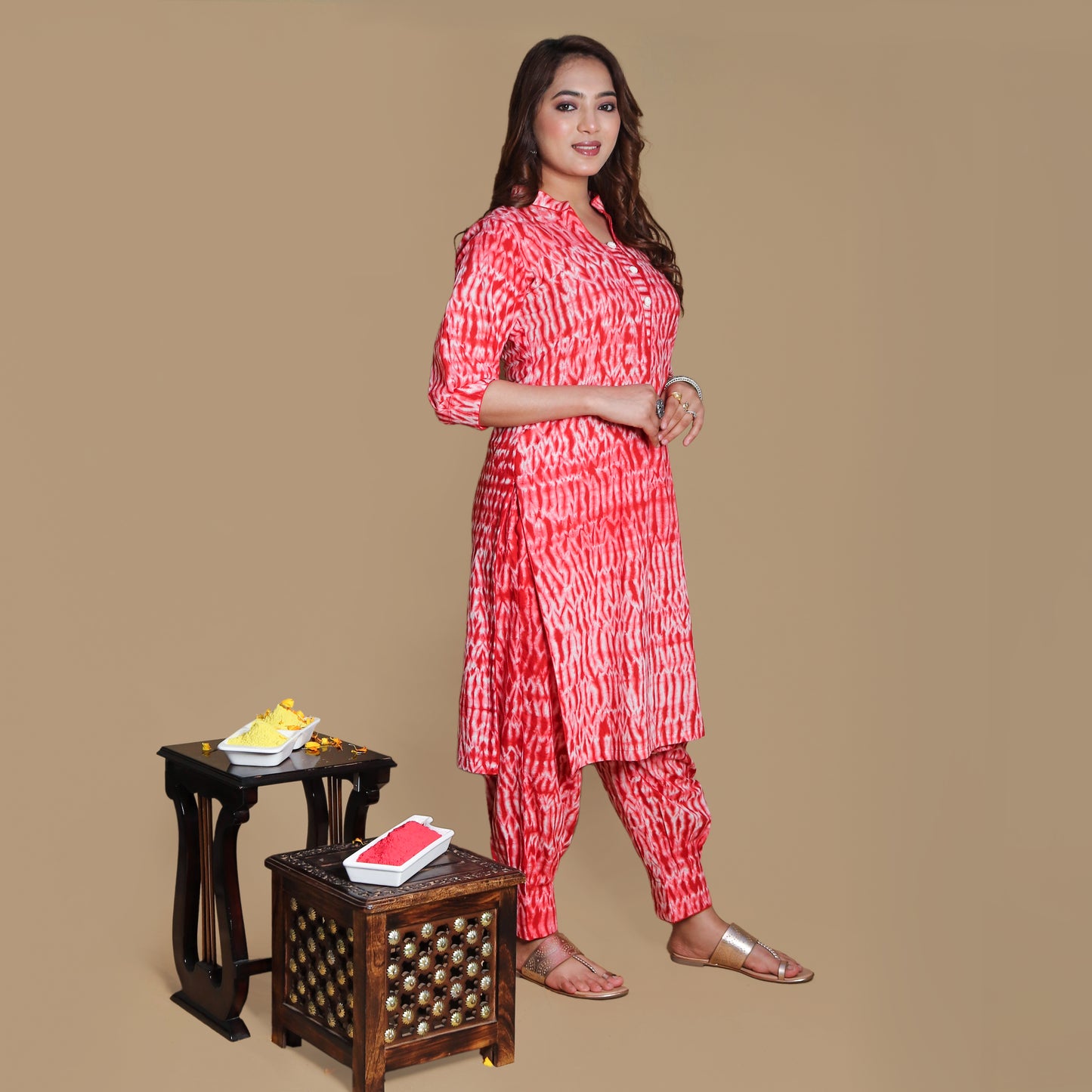 Berry Shibori Kurta Pant Set