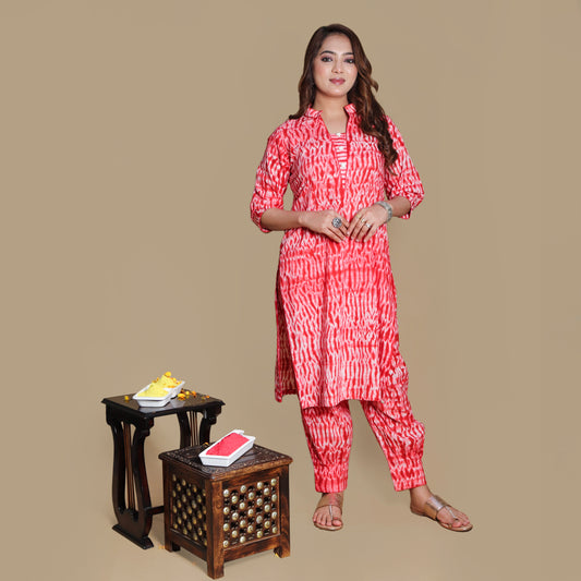 Berry Shibori Kurta Pant Set