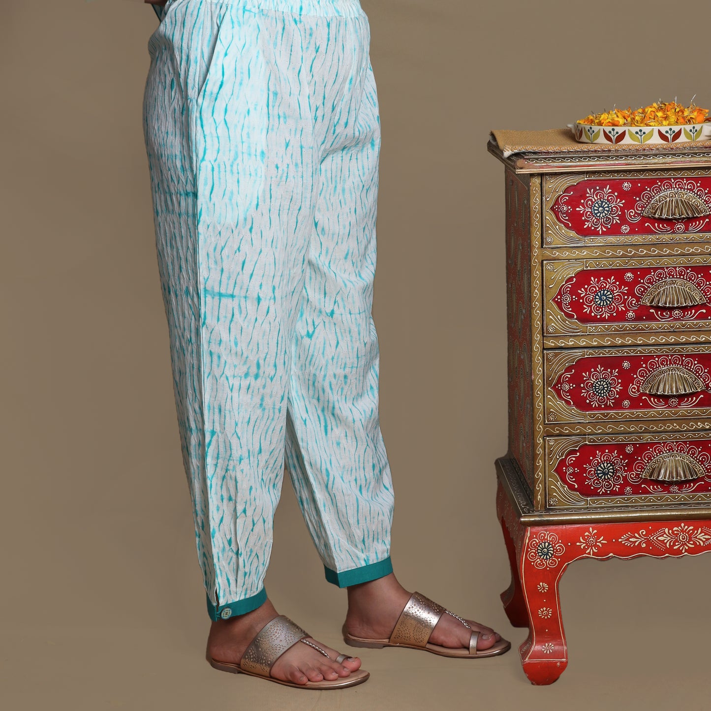 Teal Shibori Kurta Pant Set