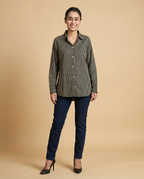 Pure cotton Striped Shirt - Dark Green