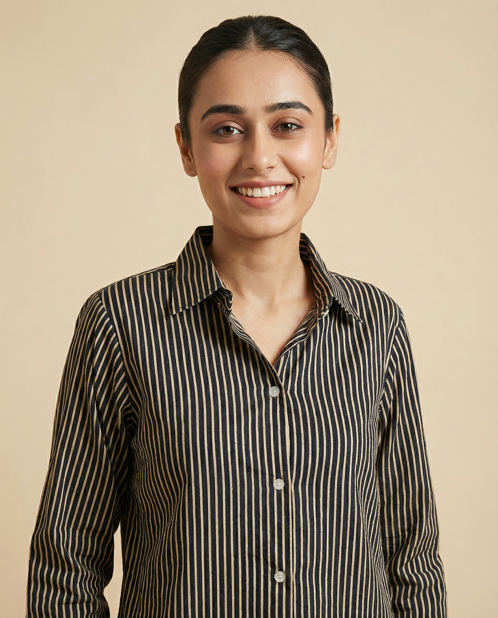 Pure cotton Striped Shirt - Dark Green