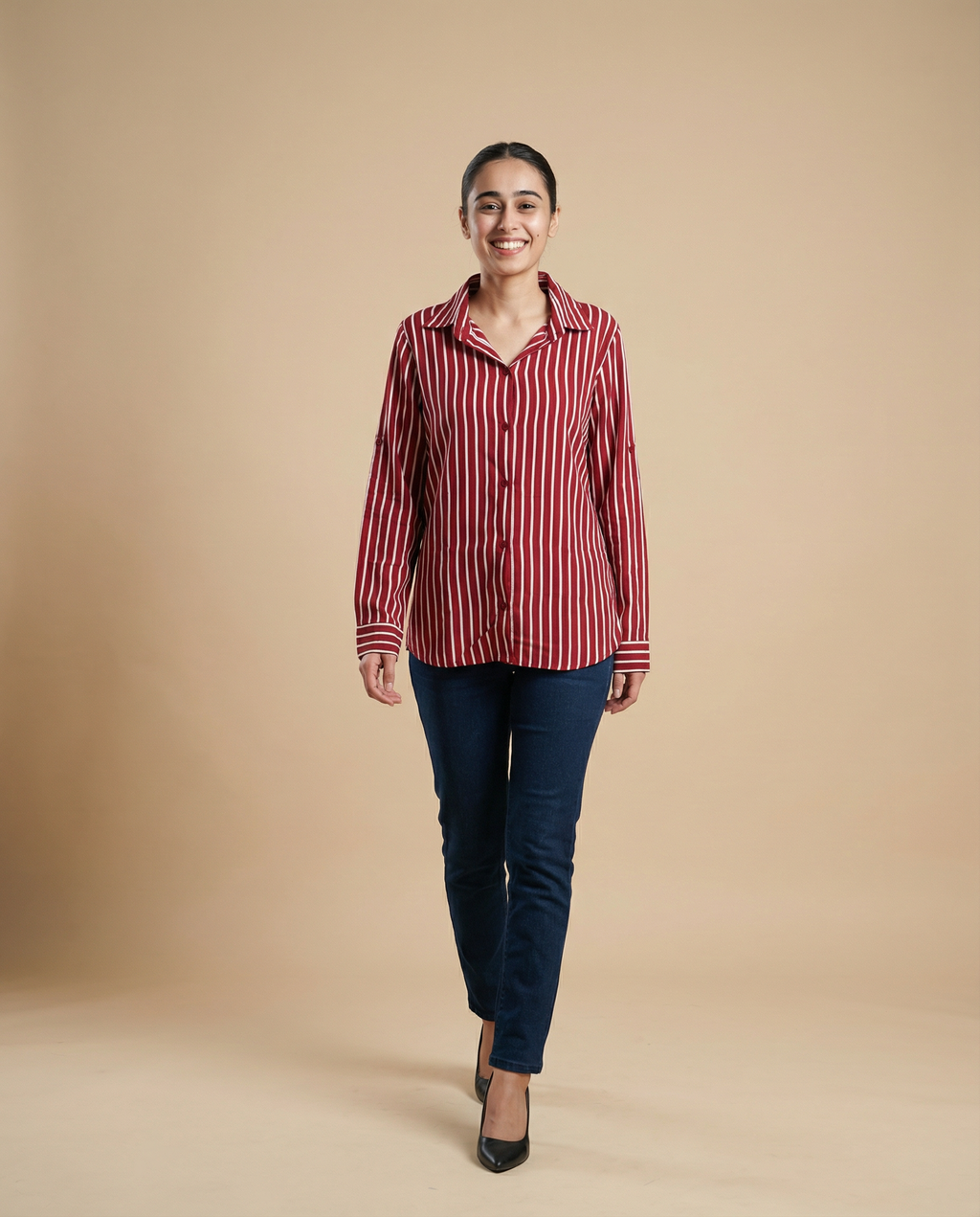 Pure cotton Striped Shirt - Red