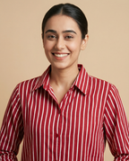 Pure cotton Striped Shirt - Red