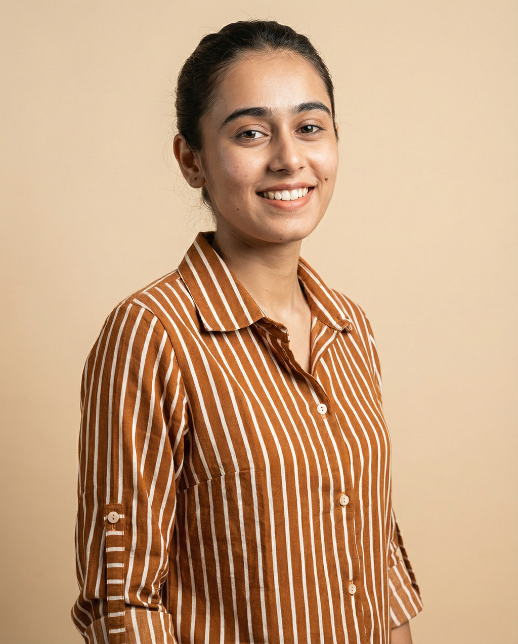 Pure cotton Striped Shirt - Brown