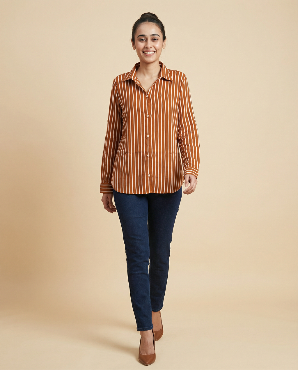 Pure cotton Striped Shirt - Mustard