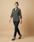 Pure cotton Striped Shirt - Black