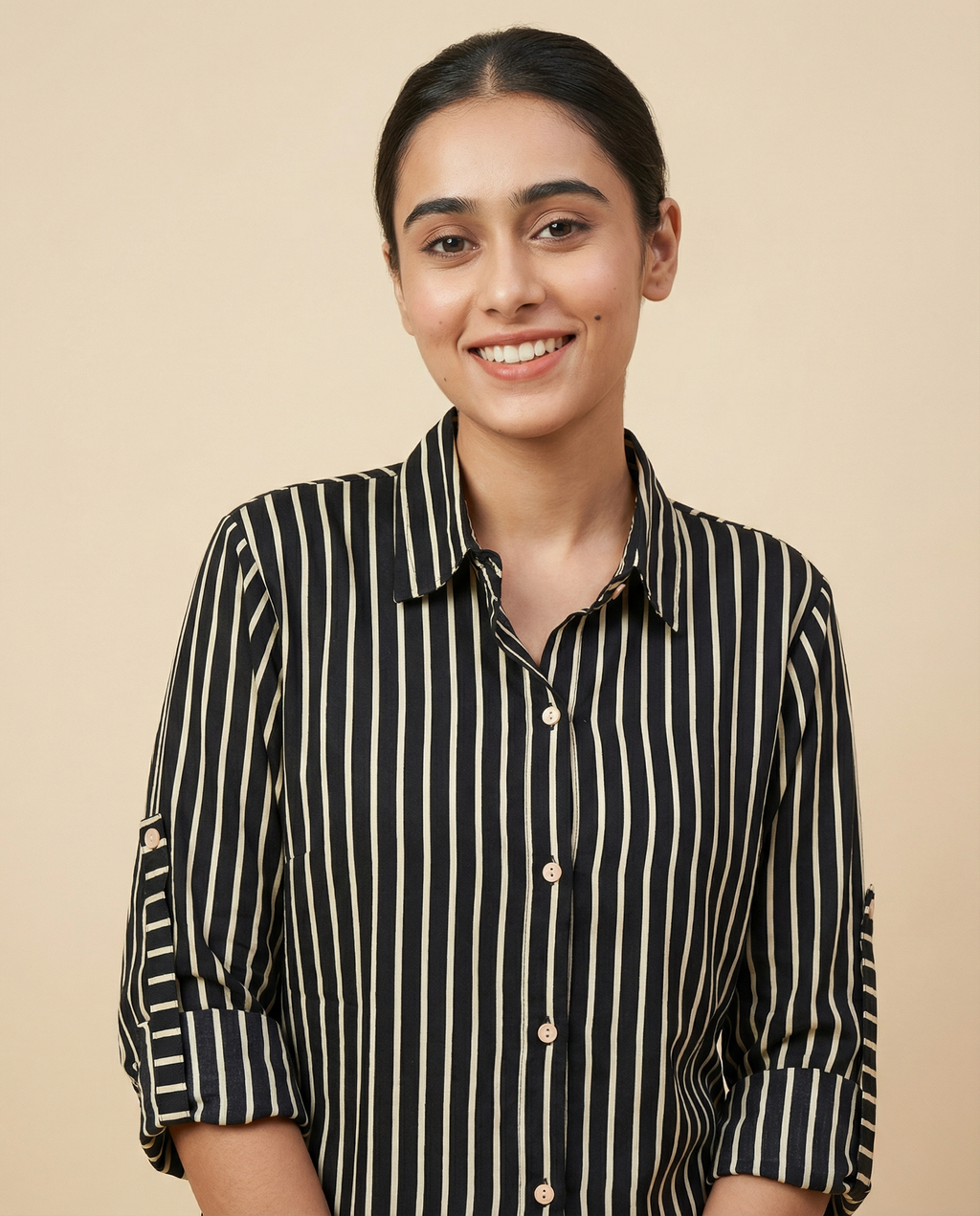 Pure cotton Striped Shirt - Black