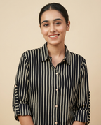 Pure cotton Striped Shirt - Black