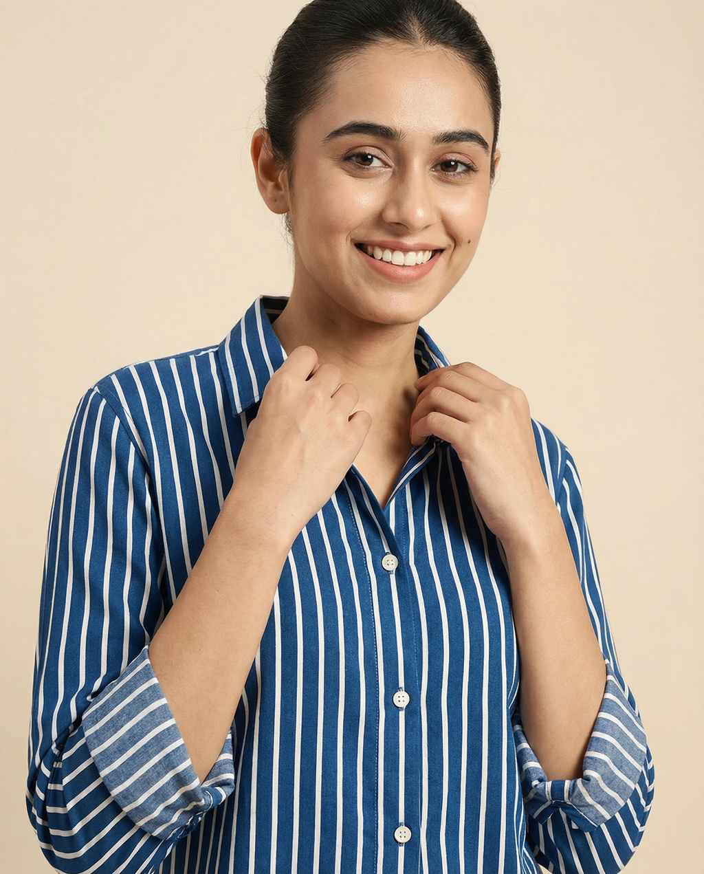 Pure cotton Striped Shirt - Blue
