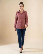 Pure cotton Striped Shirt - Maroon