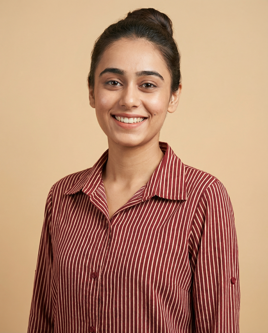 Pure cotton Striped Shirt - Maroon