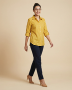 Pure cotton Striped Shirt - Yellow