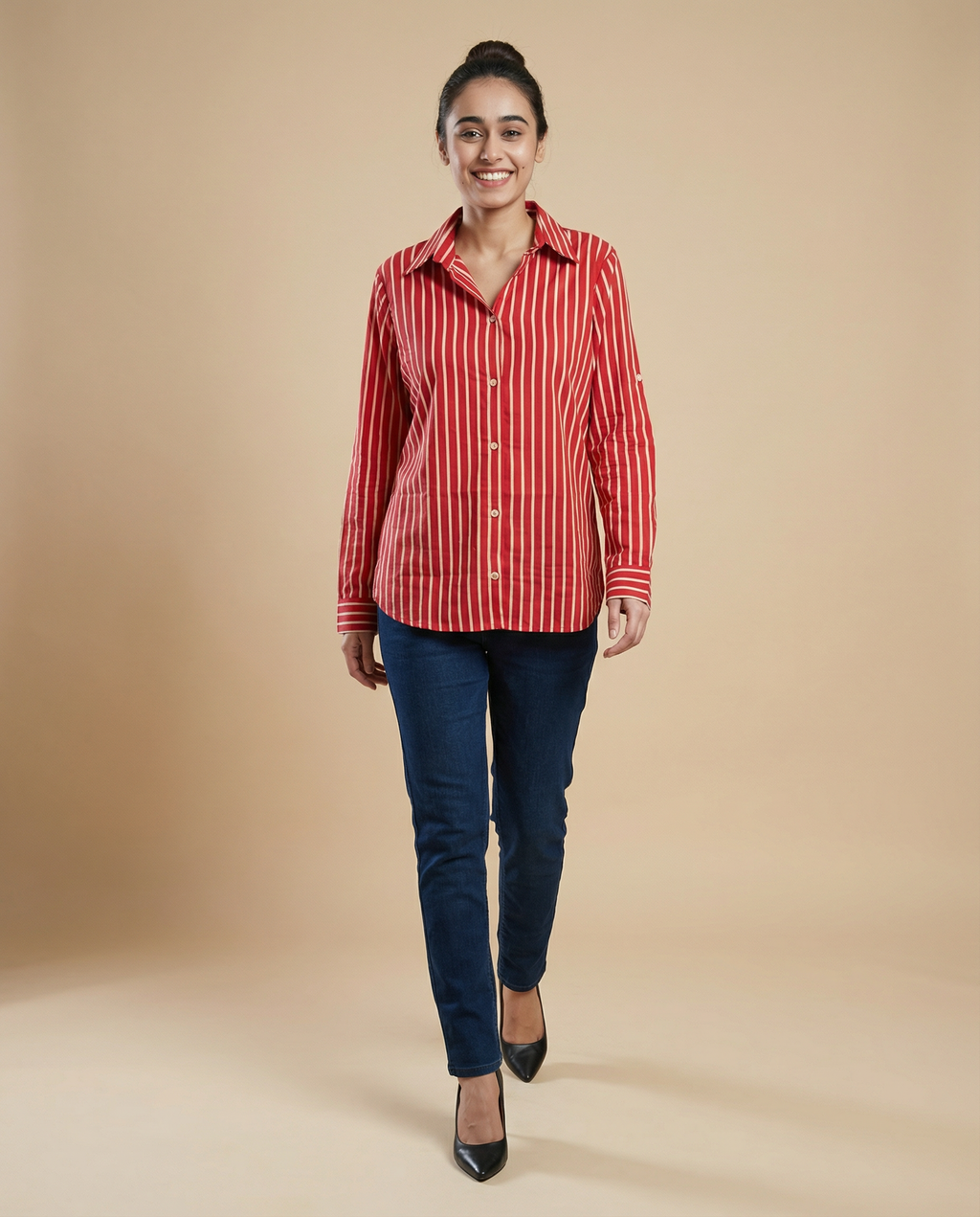 Pure cotton Striped Shirt - Red