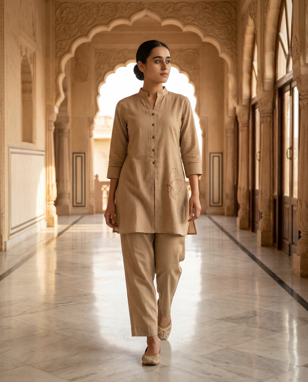 Butterfly Beige Co ord Set