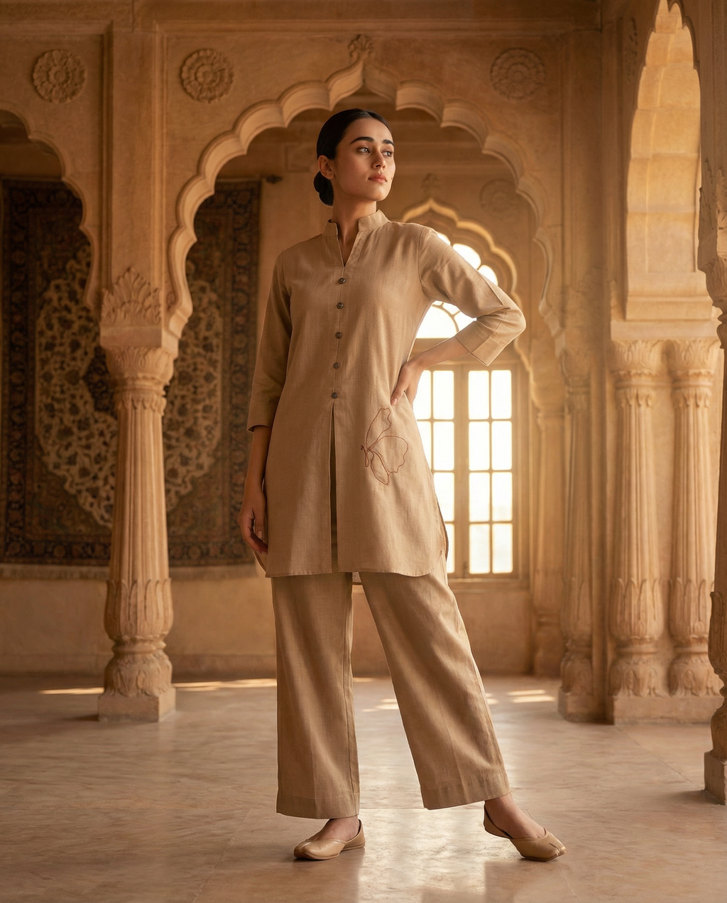 Butterfly Beige Co ord Set