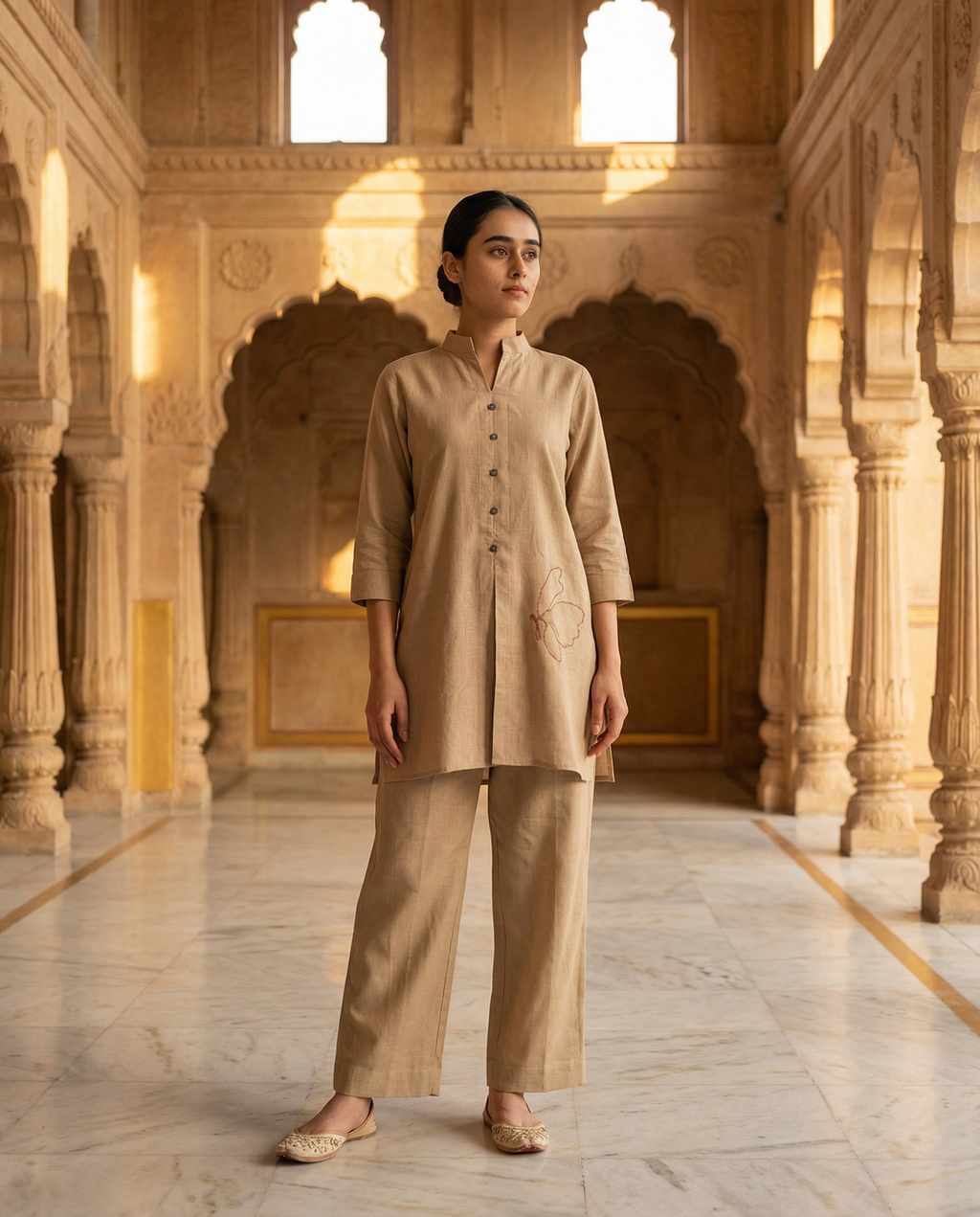 Butterfly Beige Co ord Set