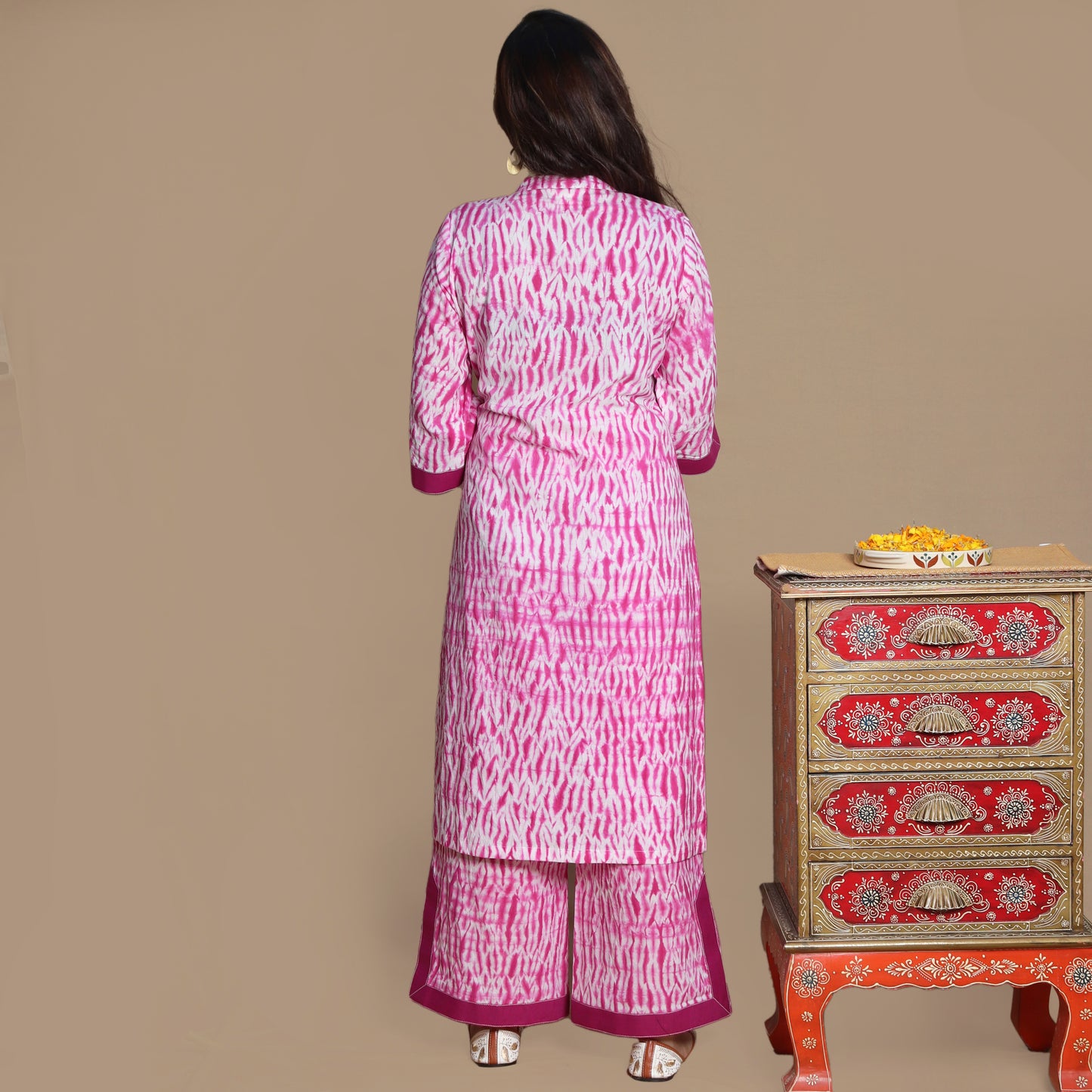 Fuchsia Shibori Kurta Pant Set