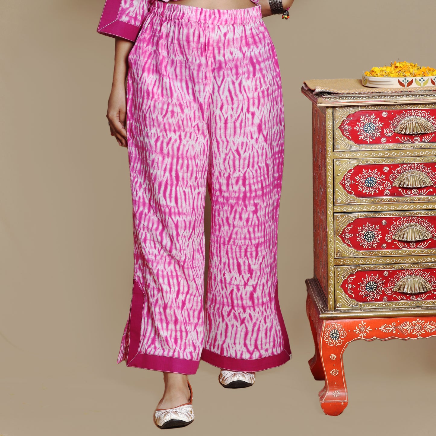 Fuchsia Shibori Kurta Pant Set