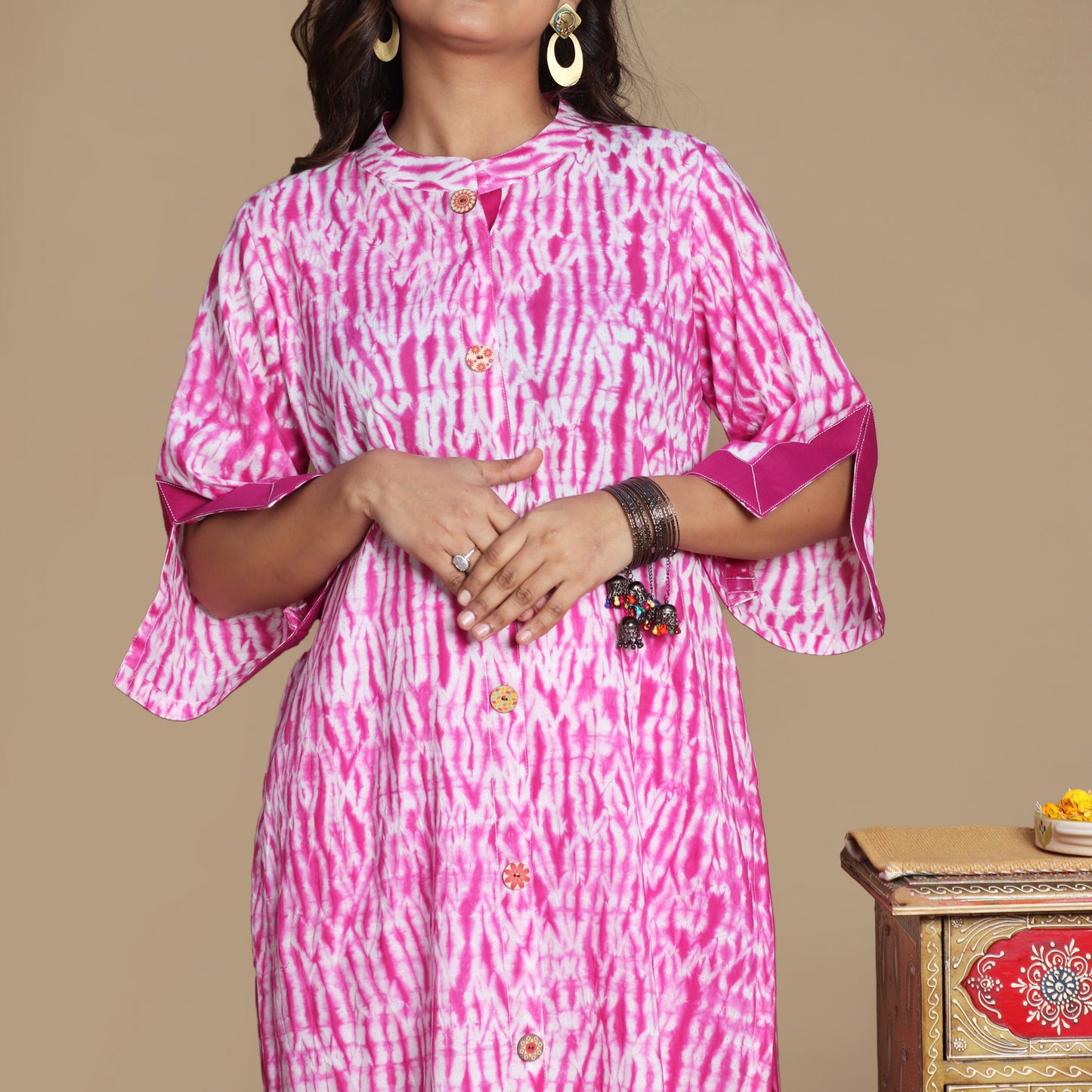 Fuchsia Shibori Kurta Pant Set