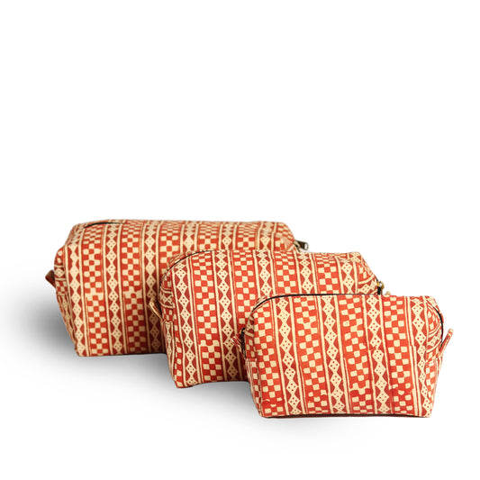 Hand Block Printed Water Resistant Multipurpose Pouch (Set of 3)