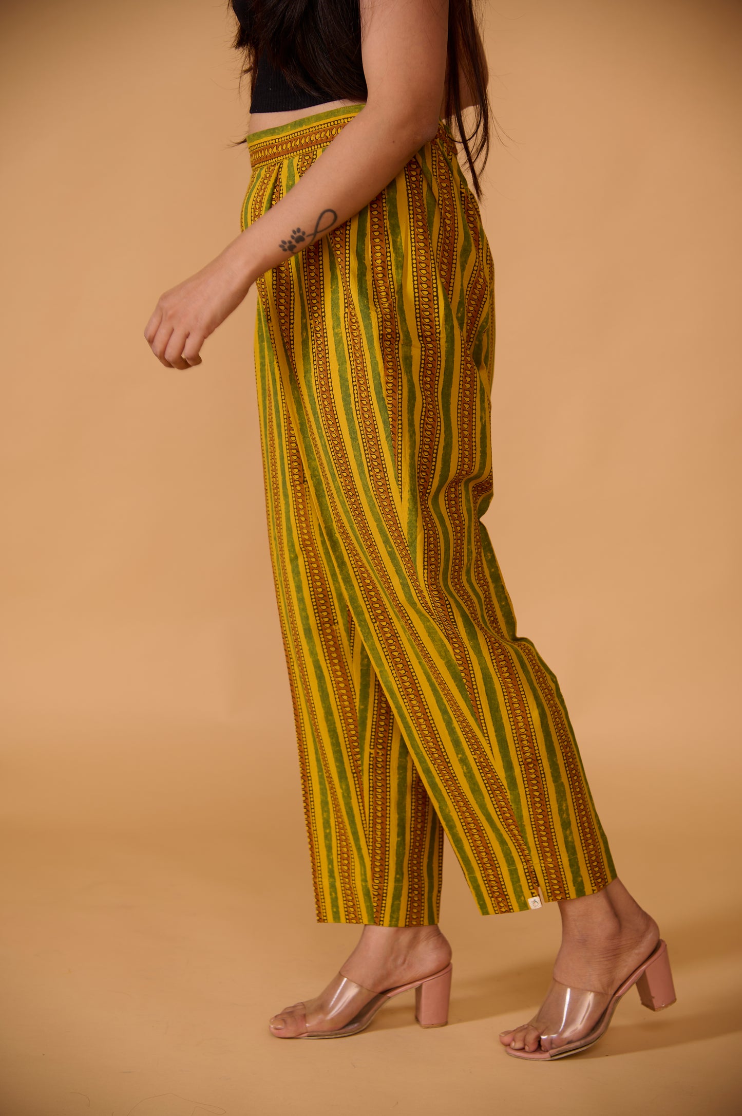 Mustard Striped Ajrakh Pant