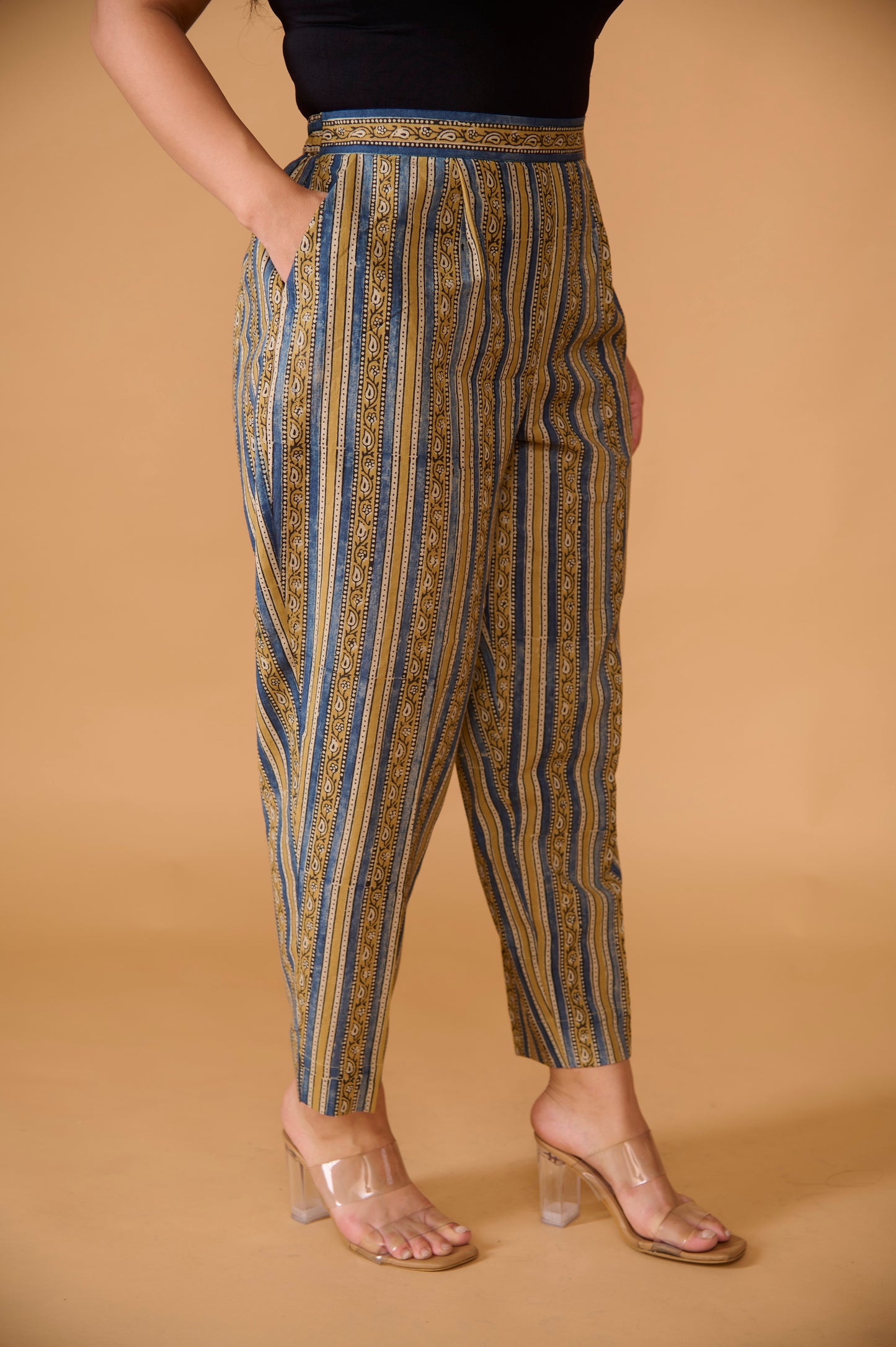 Blue Striped Ajrakh Pant