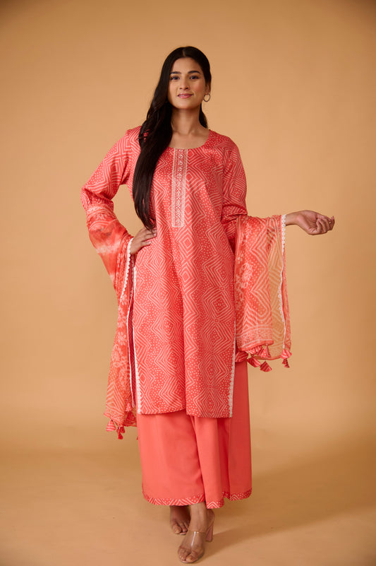Bandhani Modal Cotton Suit Set (Set of 3)